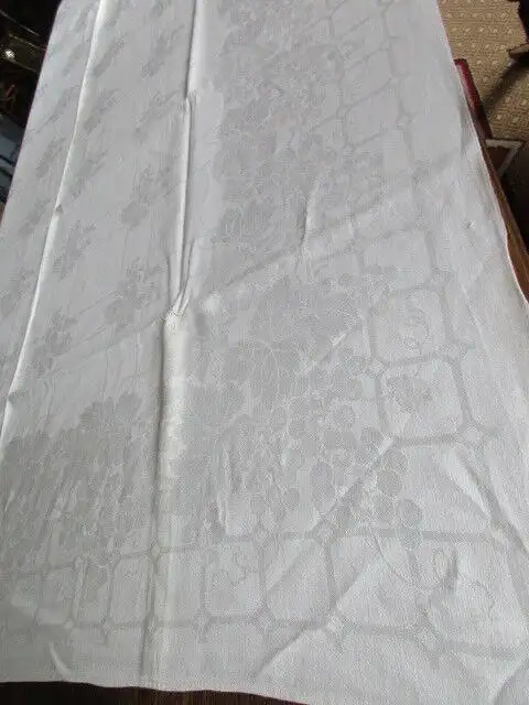 herrliches altes XXL Leinen Tischtuch Tafeltuch + 12 Servietten Jugendstil  0