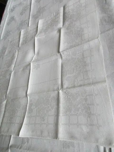 herrliches altes XXL Leinen Tischtuch Tafeltuch + 12 Servietten Jugendstil  3