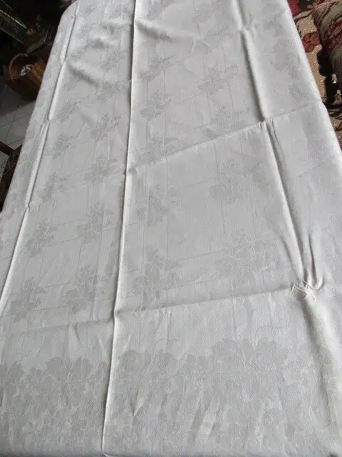 herrliches altes XXL Leinen Tischtuch Tafeltuch + 12 Servietten Jugendstil  4