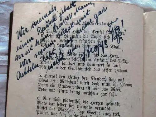 Kommersbuch Studentenliederbuch Studentika Stempel Zieglerschule Zwickau 1897