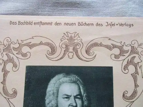 Erinnerungsblatt Sebastian Bach Jubiläum 1935 gewidmet Fachschule Flachdruck