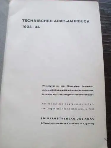 Technisches ADAC- Jahrbuch 1933- 1934