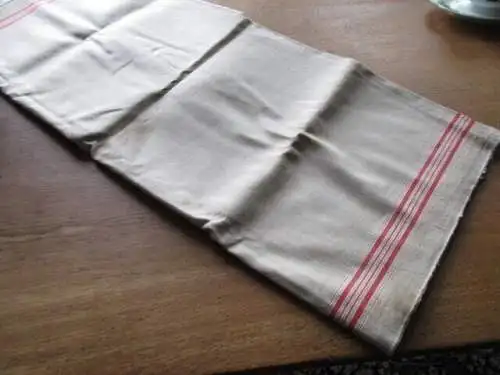 altes Leinen Rolltuch Mangeltuch rote Streifen ca. 288 x 90 cm  ( 12 )