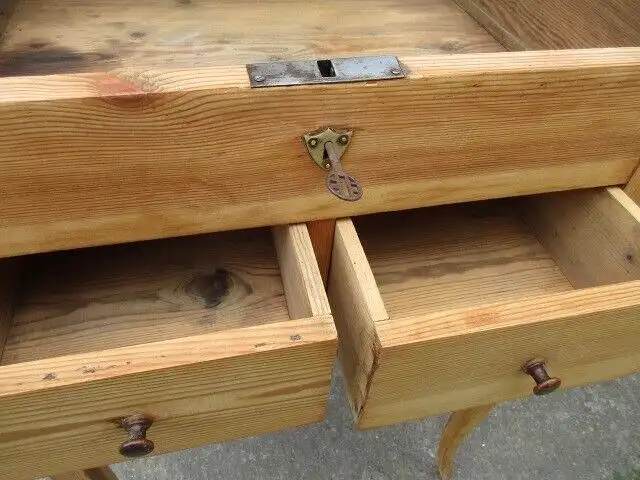 Stehpult Schreibtisch Biedermeier  um 1870 Weichholz mit Schubladen 8