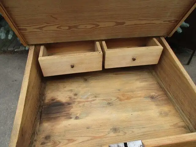 Stehpult Schreibtisch Biedermeier  um 1870 Weichholz mit Schubladen 9