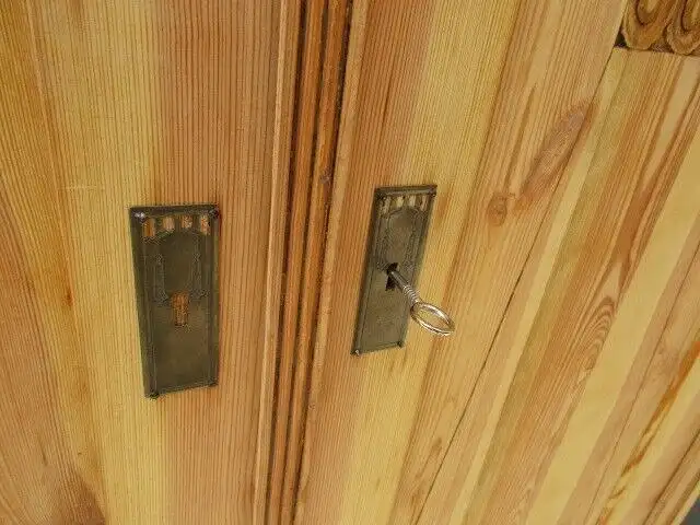 Kleiderschrank Dielenschrank Schrank Jugendstil um 1910 Weichholz Zerlegbar 3