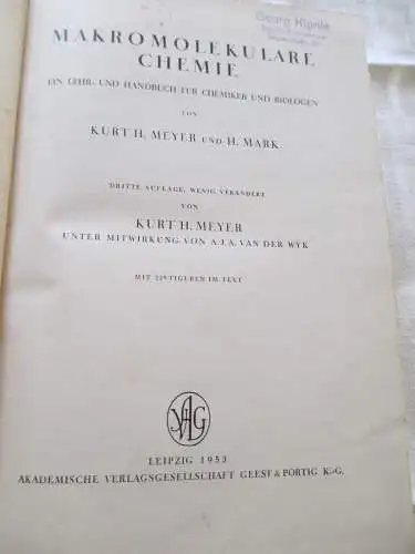 Makromolekulare Chemie Meyer/Mark 1953