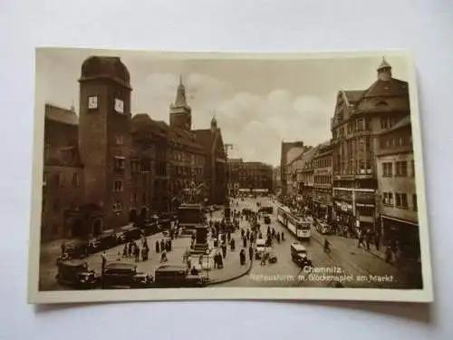 seltene AK Chemnitz 1939 Rathausturm mit Glockenspiel