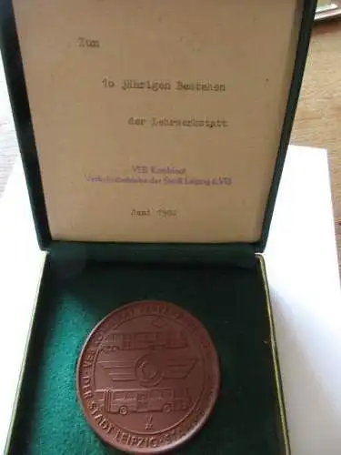 DDR Medaille Leipzig Verkehrsbetrieb 1982