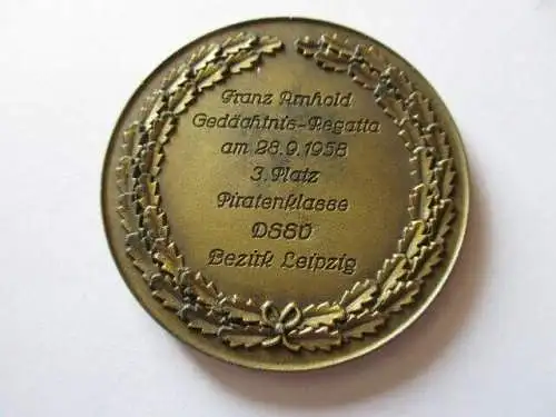 DDR Medaille Leipzig 1958 DSSV Gedächtnis-Regatta Piratenklasse 28.09.1958