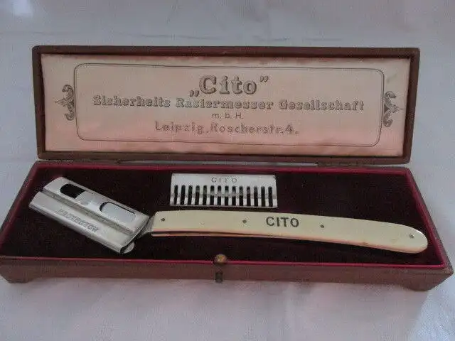 CITO Sicherheits Rasiermesser Leipzig hohlgeschliffen um 1910 TOP 0