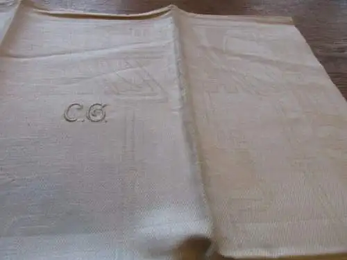 altes Leinen Damast Geschirrtuch um 1900  ( 238 )