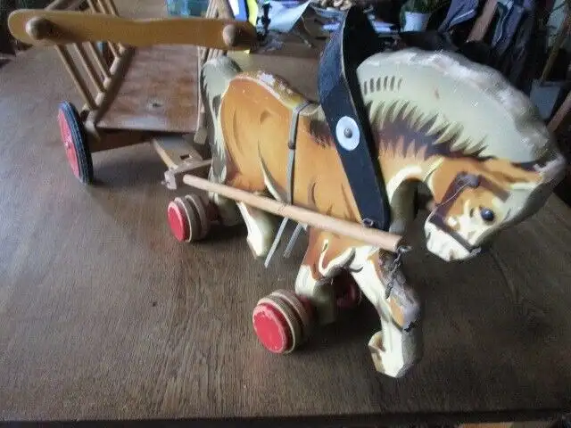 großes Pferdegespann Holz  der Firma Verhofa  92 cm 2