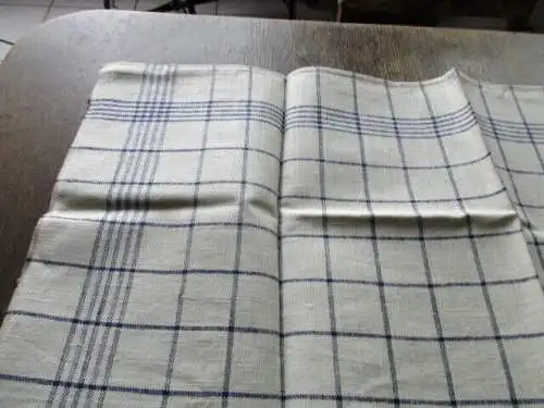 5 Leinen Geschirrtücher Handtuch Tischläufer blaue Streifen Art Deco  ( 91 )