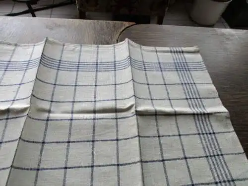  5 Leinen Geschirrtücher Handtuch Tischläufer blaue Streifen Art Deco  ( 91 )