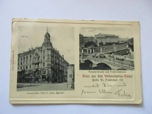 seltene AK Berlin Friedrichstr.176/177 Ecke Jägerstr.  gel. 1908