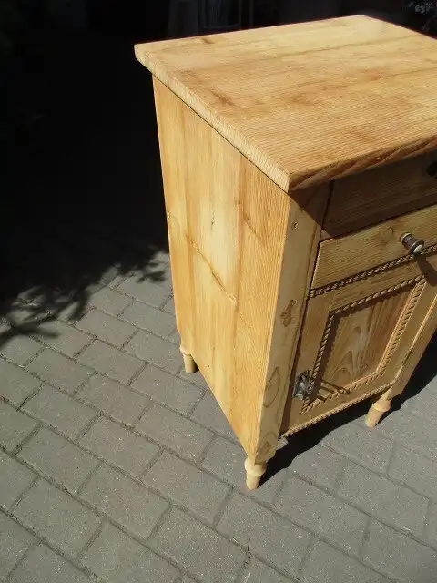 Nachtschrank Jugendstil mit zwei Laden um 1910 Weichholz Nr. 7 3