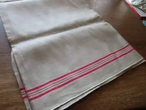 altes Leinen Rolltuch Mangeltuch rote Streifen ca. 285 x 90 cm  (  1  )