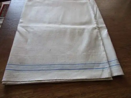 altes Leinen Rolltuch Mangeltuch blaue Streifen ca. 288 x 89  cm  (  13  )