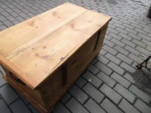 Truhe Flachdeckeltruhe Biedermeier um 1860 Weichholz Nr. 8