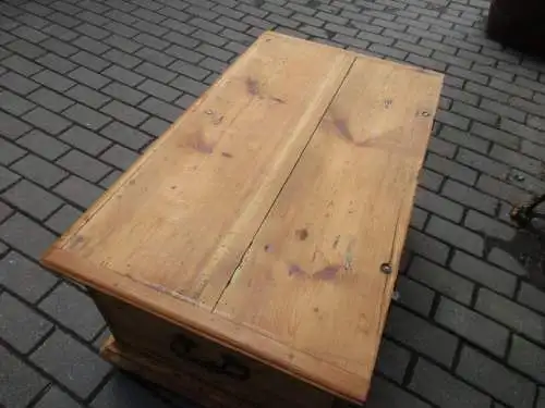 Truhe Flachdeckeltruhe Biedermeier um 1860 Weichholz Nr. 8