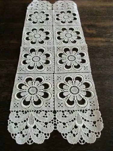 alte Plauener Spitze Luftspitze Tischdecke Tischläufer neuwertig 41 x 15,5 cm