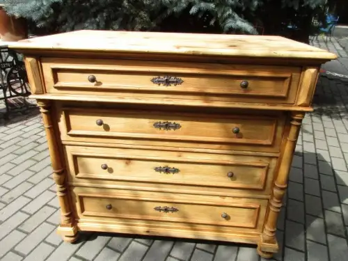 Landhausstil Vollsäulen Kommode Vierschub Gründerzeit um 1880  Weichholz