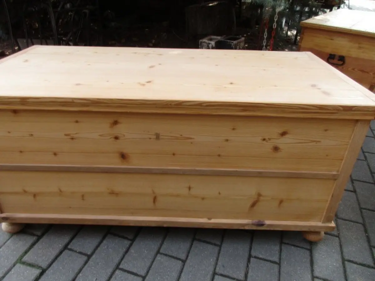 Truhe Flachdeckeltruhe Biedermeier um 1860 Weichholz Nr. 7