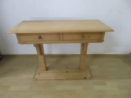 kleiner schmaler Tisch  mit 2 Laden Gründerzeit um 1880 Weichholz Nr. 13