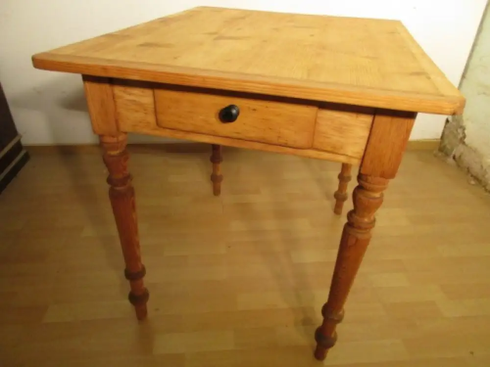 Tisch Esstisch mit Schublade Gründerzeit um 1880 Weichholz Nr. 2 0