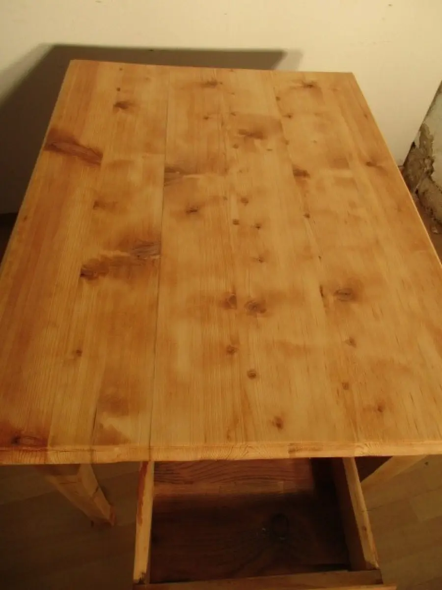 Tisch Esstisch mit Schublade Jugendstil um 1900 Weichholz Nr. 3 4