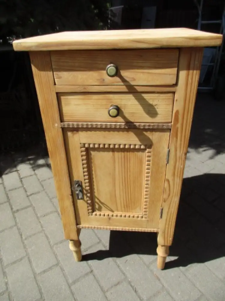 Nachtschrank Jugendstil mit zwei Laden um 1910 Weichholz Nr. 6 0