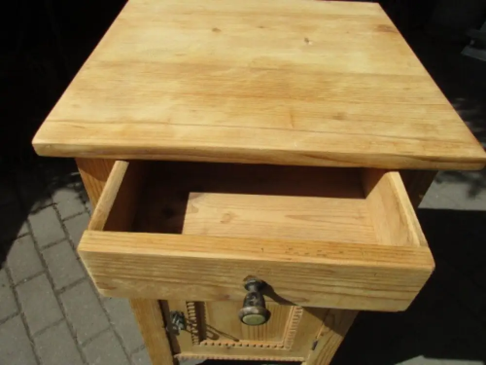 Nachtschrank Jugendstil mit zwei Laden um 1910 Weichholz Nr. 6 5