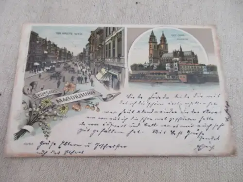 Ak Magdeburg Der breite Weg Dom Südseite gel. 1900 