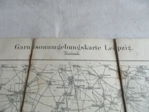 Messtischblatt auf Leinen Garnisonumgebungskarte  Leipzig  Nr. 05  1915