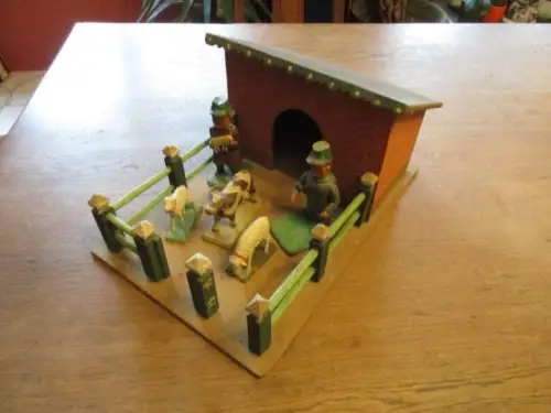 kleiner Bauernhof mit Schäfer Handgeschnitzt aus Holz