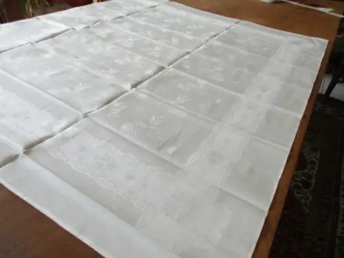 herrliches altes Leinen Tischtuch Tafeltuch feines Jugendstil  um 1910  Nr. 12