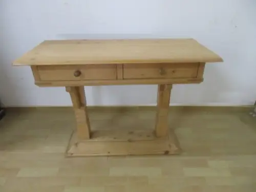 kleiner schmaler Tisch  mit 2 Laden Gründerzeit um 1880 Weichholz Nr. 13