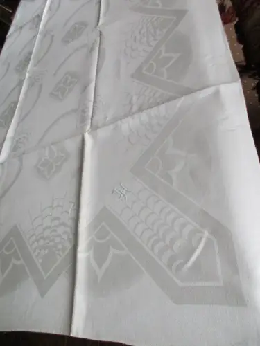 herrliches altes Leinen Tischtuch Tafeltuch feinstes Jugendstil um 1910 Entwurf?