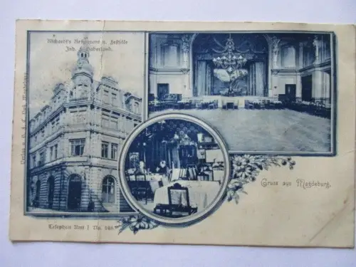 selten alte Ak Magdeburg Richardts Restaurant und Festsäle Haberland ca. 1900