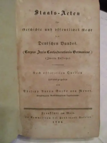 Staats Arten Geschichte öffentliches Recht des deutschen Bundes Meyer 1833 !!