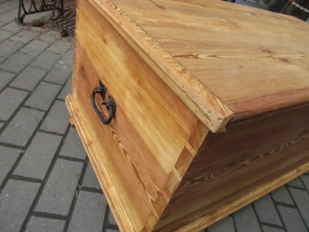 Truhe Flachdeckeltruhe Biedermeier um 1860 Weichholz Nr. 1 2