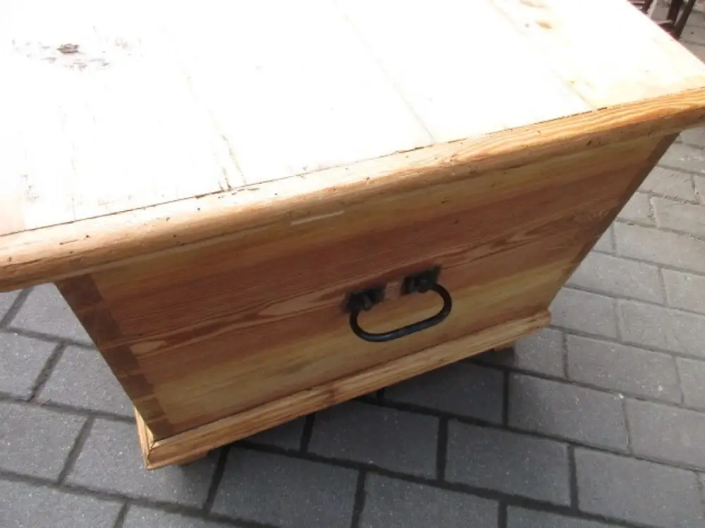 Truhe Flachdeckeltruhe Biedermeier um 1860 Weichholz Nr. 1 5