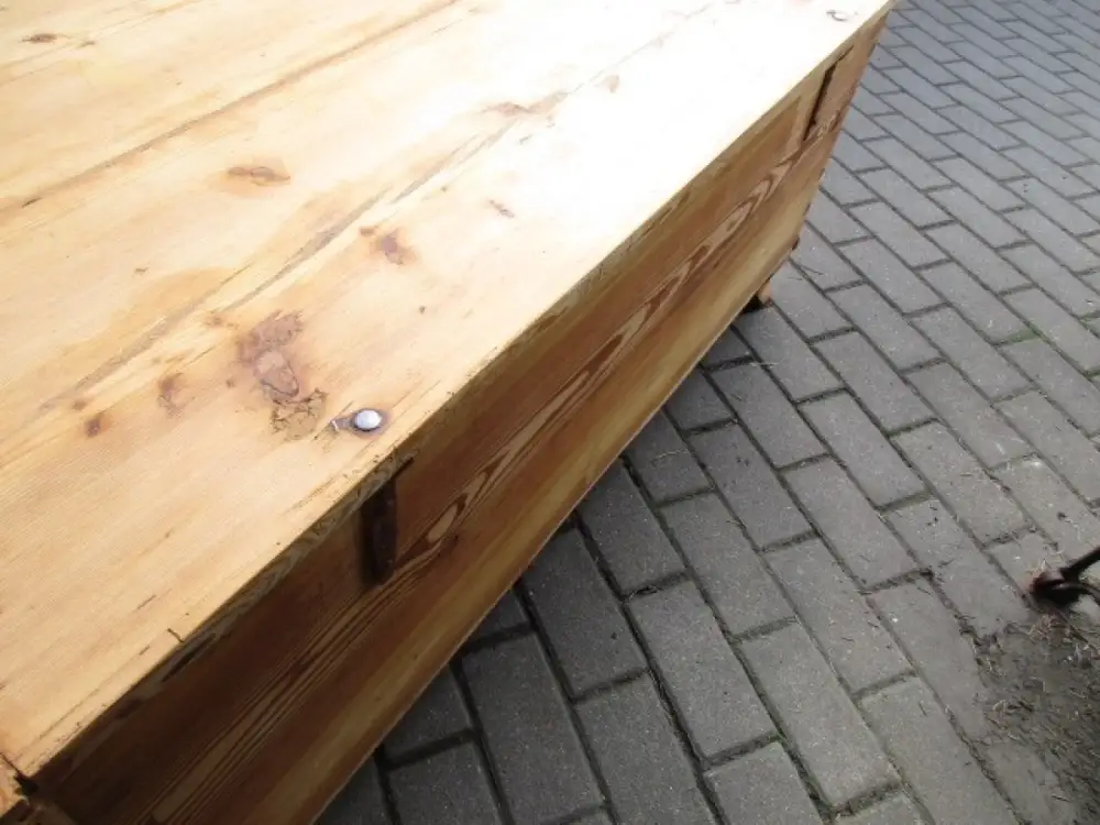 Truhe Flachdeckeltruhe Biedermeier um 1860 Weichholz Nr. 1 6
