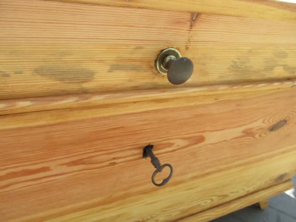 Truhe  Biedermeier um 1860  Weichholz  Runddeckeltruhe Nr.8 2