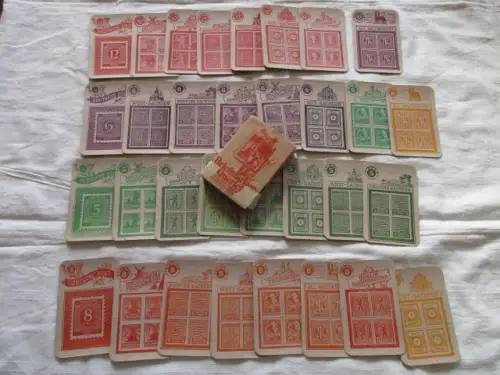 seltenes altes Briefmarken Quartett Re- Le Spiele um 1950