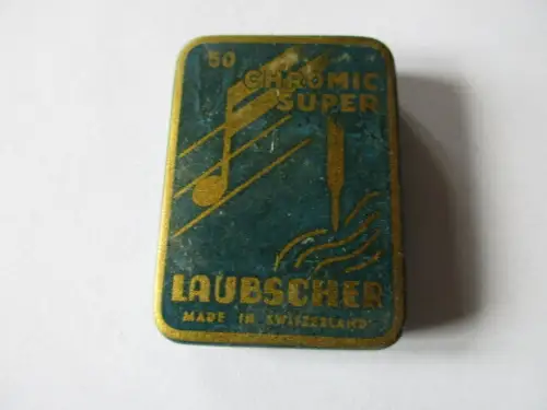 seltene alte Grammophonnadeln Nadeldose Laubscher Chromik Super