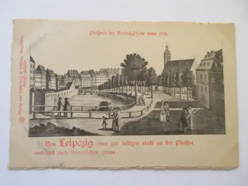 seltene alte Ak Leipzig Prospect der Barfuß Pforte anno 1750 Lichtenberg Bühling