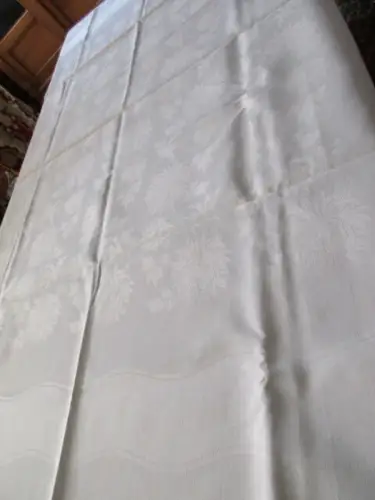 wunderschönes altes Tischtuch Tischdecke Leinen florales 155 x 125 cm  ( 1 )