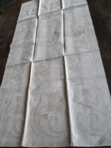 wunderschönes altes Leinen Geschirrtuch Handtuch Tischläufer Jugendstil (108) 